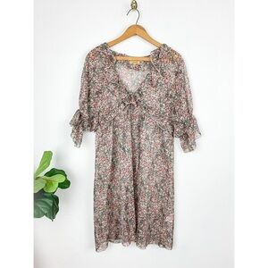 Piko 1988 Sheer Floral Boho Cottagecore Prairie Dress Sz S